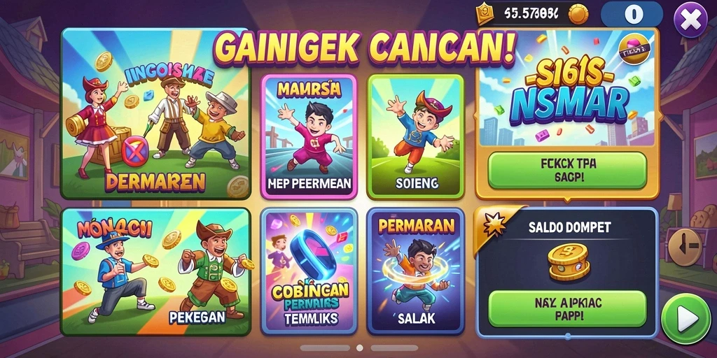 Screenshot permainan slot yang penuh warna.